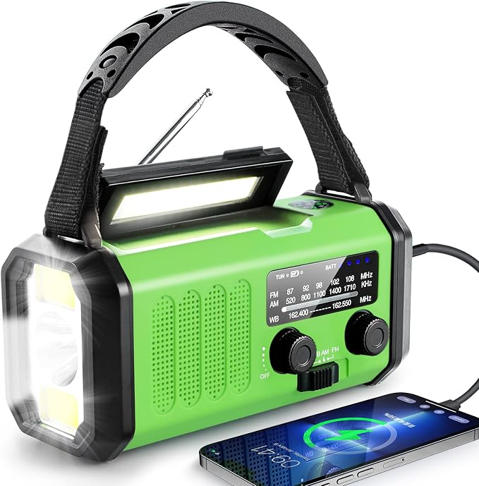 Hand Crank Emergency Radio, 10000mAh Solar Powered NOAA/AM/FM Weather Radio by Leaton