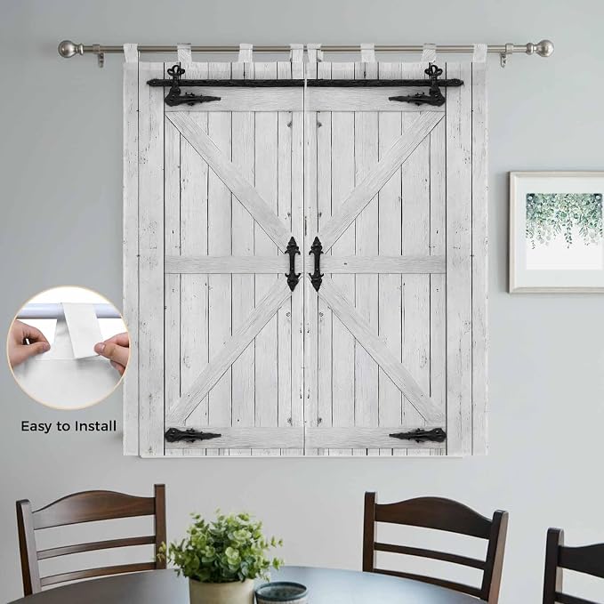 Farmhouse Wood Grain Living Room Curtains 84 Inch Length, Window Curtains Tab - Image 4