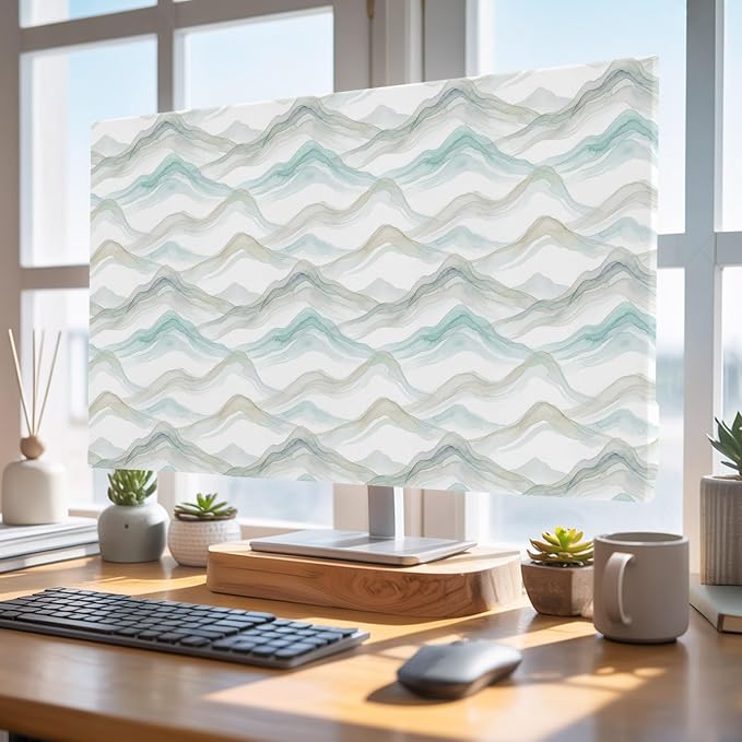 Water Ripple Teal Gradient Indoor TV Cover, Elastic TV Screen Protector Modern - Image 4