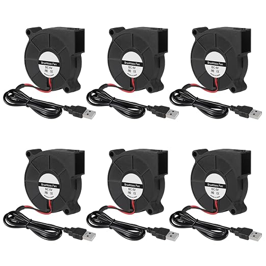 6Pcs 50mm Cooling USB Blower Fan 5015 5V USB 5 Volt Fans Blower Turbine Turbo by Unknown