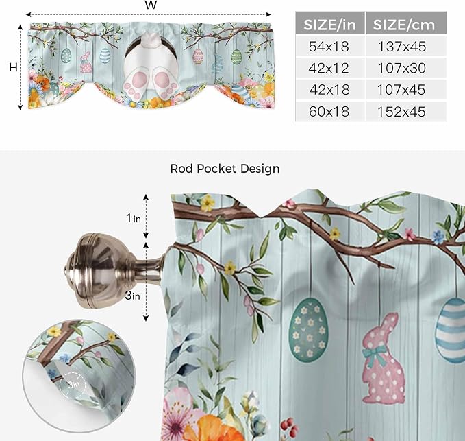 Easter Bunny Tie Up Valance Curtains - Image 6