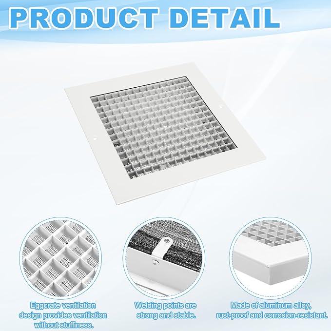 PATIKIL 2Set Eggcrate Air Return Grille Vent Cover 8 x 8 Inch, Cube Core - Image 3