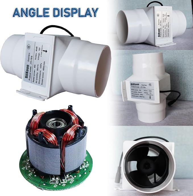 3 Inch Duct Fan Variable Inline Exhaust Blower 12V Extractor Fan 47Cfm Powerful - Image 3