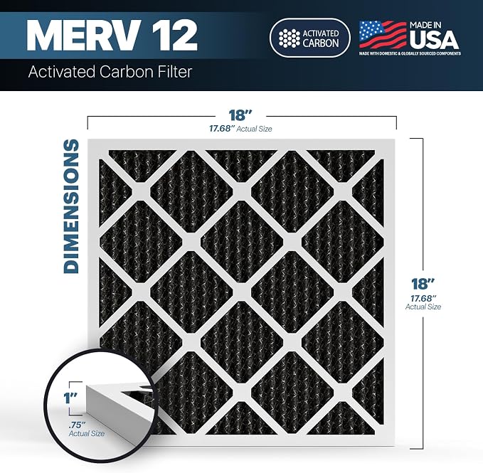 BNX TruFilter 18x18x1 MERV 12 Odor Defense AC Furnace Air Filter - Image 2