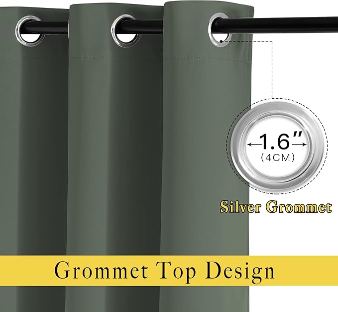 NICETOWN Dark Mallard Blackout Curtains 84 inch Length 2 Panels, Grommet Thermal Insulated Window Treatments Light & Sound Reducing Drapes for Living Room/Bedroom, W46 x L84
