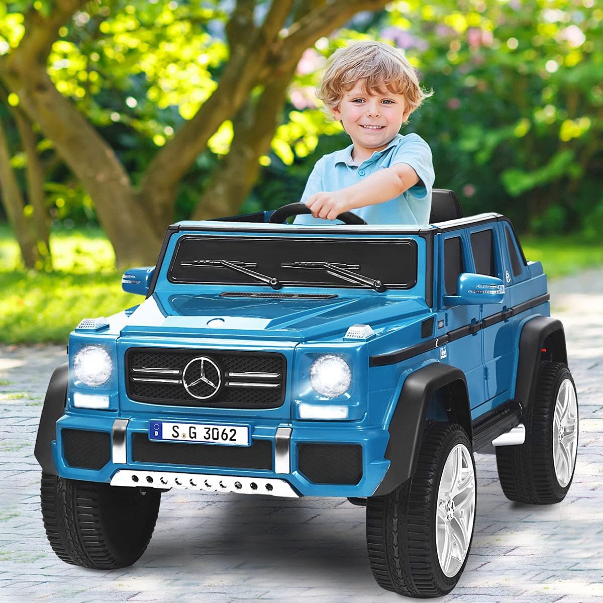 HONEY JOY Ride On Truck, Licensed Mercedes-Benz Maybach G650 Battery Powered Ride On Toys Car w/Remote Control, LED Lights, Music, Slow Start, 12V Electric Cars for Kids, Gift for Boys Girls (Black)