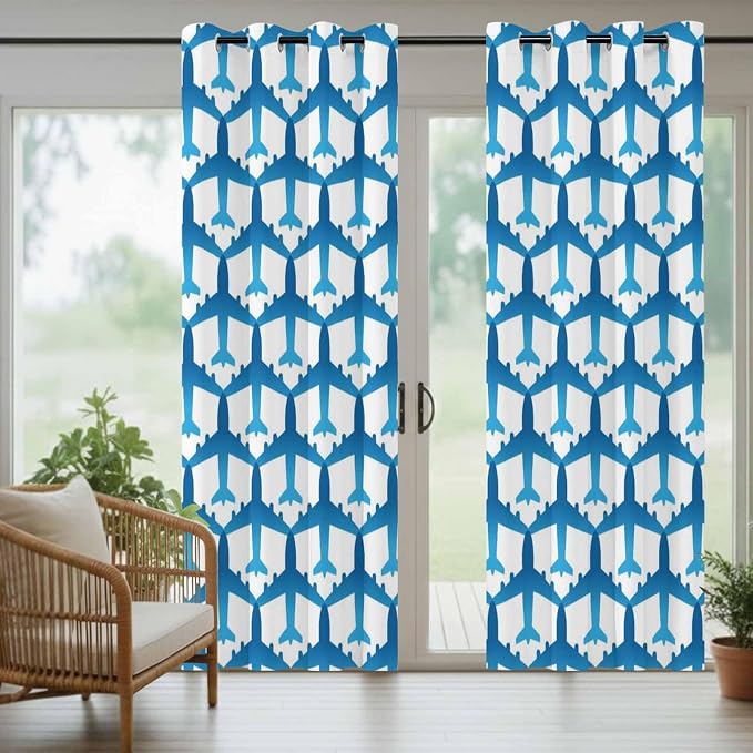 Blue Aircraft Waterproof Outdoor Curtains - Image 8