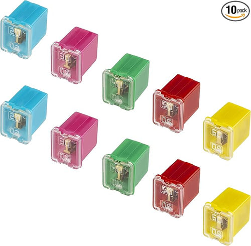10 PCS Versatile Automotive Fuse Assortment Low Profile Box Shaped Micro by BFXM