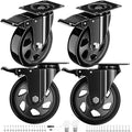 4 Inch Caster Wheels Heavy Duty 2200Lbs, Casters Set of 4 by WOZESEIK