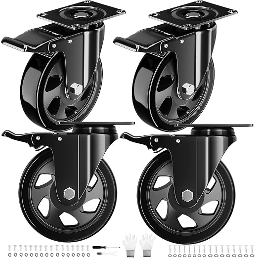 4 Inch Caster Wheels Heavy Duty 2200Lbs, Casters Set of 4 by WOZESEIK