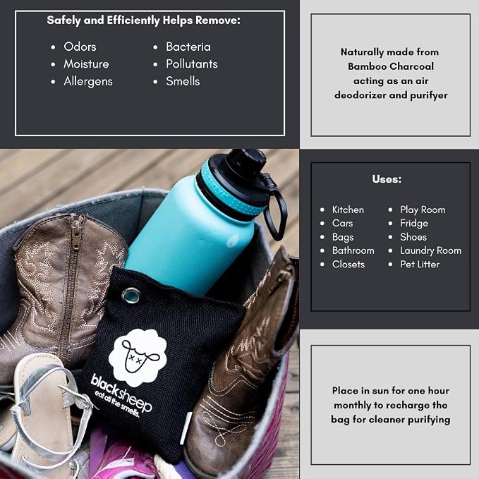 Black Sheep - Bamboo Charcoal Natural Air Purifying Bag - Eliminates Odors in - Image 6