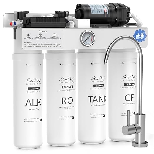 SimPure T2-600A Reverse Osmosis Water Filter System Alkaline Water, NSF/ANSI 58 by SimPure_Water
