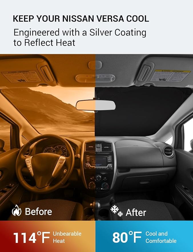 Proadsy 2026 Upgrade Windshield Sun Shade Custom Fit 2012-2018 Nissan Versa - Image 3