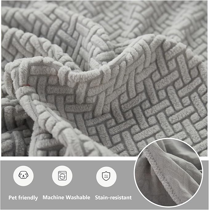 Couch Cushion Covers for Sofa Couch Covers Wear-Resistant Universal Sofa Cover Washable Stretch for Sectional Slipcovers (Texture-Green,Extra Large Single Seat Cover)