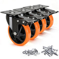 Caster Wheels 5"，Heavy Duty Caster Wheels Set of 4, Dual Lock PU Casters by AGBOLO