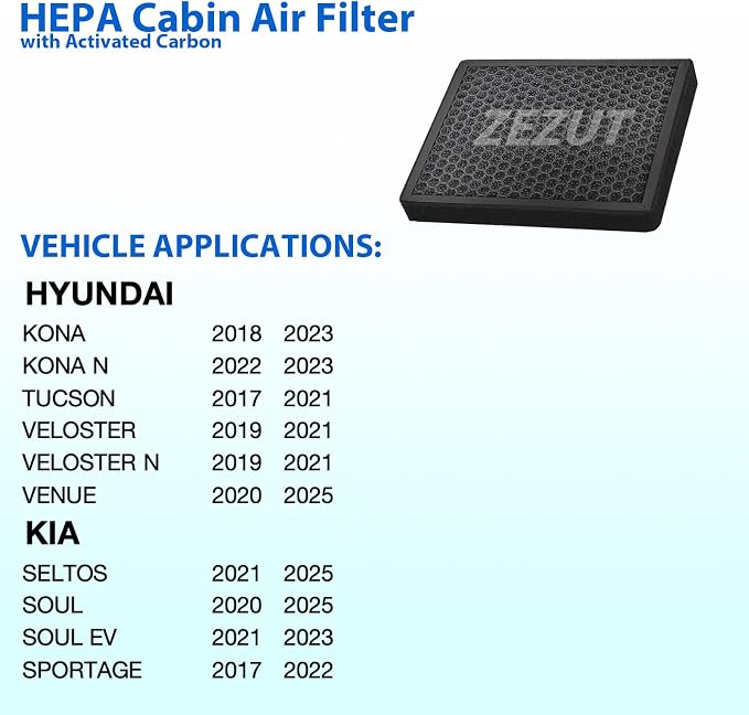 Cabin Air Filter, for 2016-2021 Hyundai Tucson, 2018-2023 Kona, 2022-2023 Kona N - Image 2