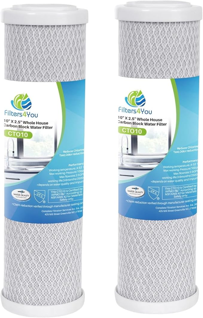 CFS – 2 Pack Carbon Block Water Filter Cartridges Compatible by CompleteFiltrationServices