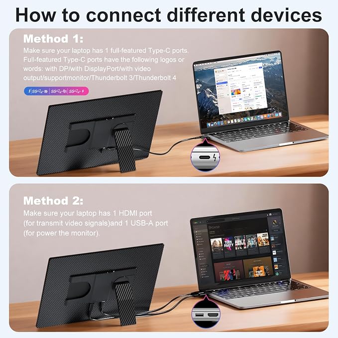 Portable Monitor 16" 1200P FHD Laptop Screen Extender, Horizontal Vertical - Image 7
