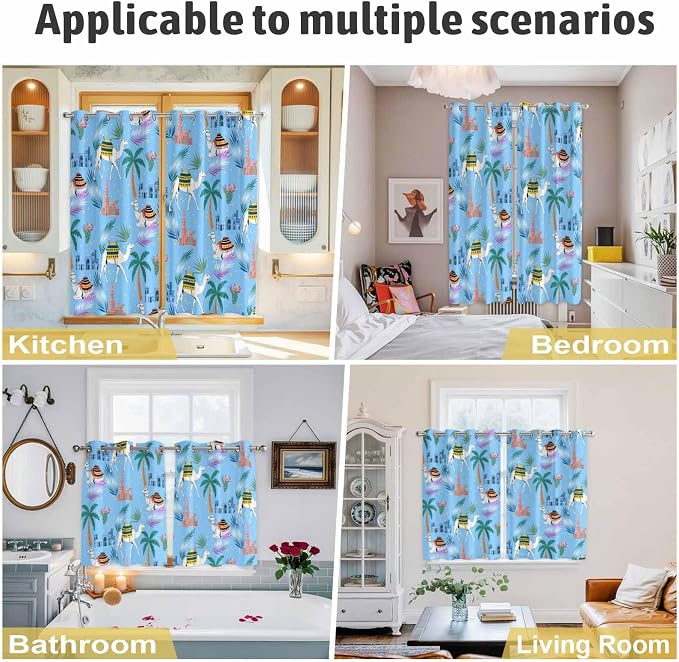 2 Panel Kitchen Cafe Curtains, Desert Landscape Sunlight Filtering Nature Air - Image 6