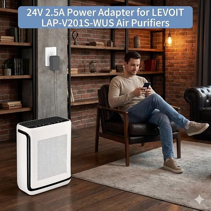 24V 2.5A Power Adapter for LEVOIT Vital 200S-P LAP-V201S-WUS Air Purifier DC24V - Image 3