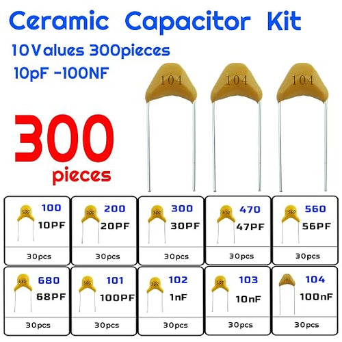 10 Values 300pcs Monolithic Ceramic Capacitor Assortment Kit 10pF 20pF 30pF - Image 2