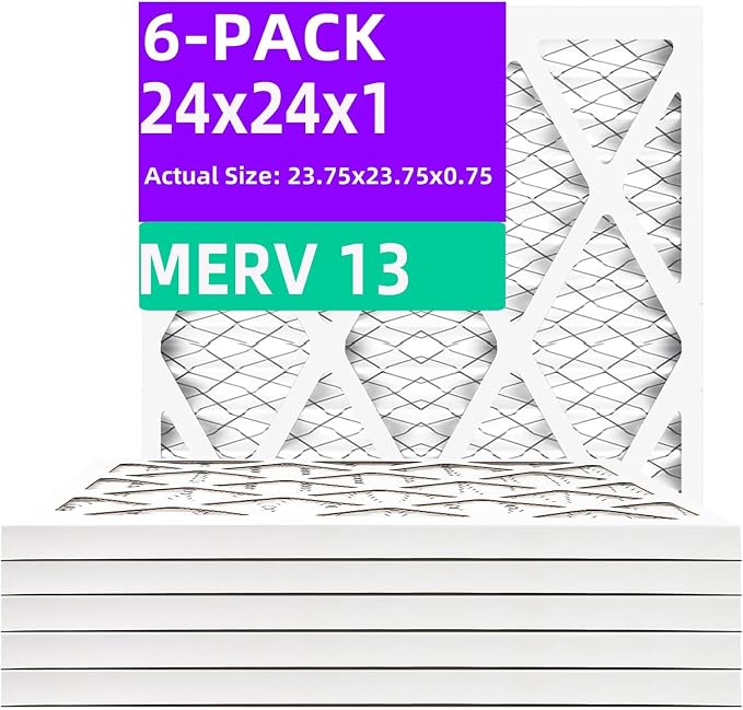24x24x1 MERV 13 Pleated Air Filter MPR 1900 & FPR 10, Furnace Air Filters by Qingzhug