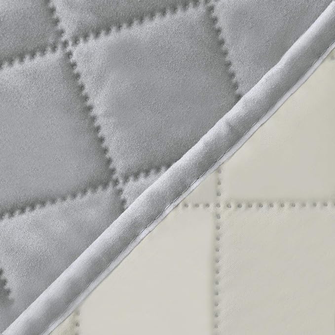Easy-Going Reversible Loveseat Couch Cover for 2 Cushion Couch Sofa Cover for Dogs Water Resistant Furniture Protector with Foam Sticks Elastic Straps for Pet (Loveseat, Light Gray/Ivory)