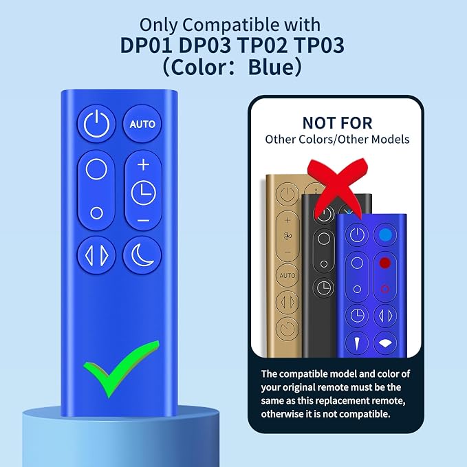 Replacement Remote for Dyson DP01/DP03/TP02/TP03 Fan-Blue | Easy pairing - Image 3