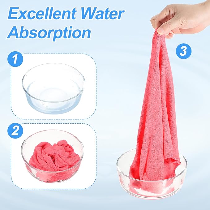 HARFINGTON 6 Pack Microfiber Cleaning Cloth, Rose Red - Image 4