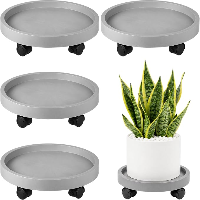 4 Packs Plant Caddy with Wheels 12" Plant Stand Potted Plant Mover Heavy Duty by Planterhoma