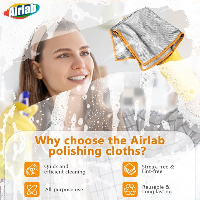 Airlab Glass Polishing Cloth Streak Free Miracle Cleaning Cloth Lint Free - Image 3