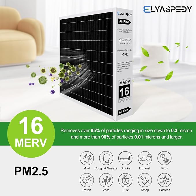 2026 New X7935 MERV 16 Air Filter Bundle 2-Pack, Carbon Clean Healthy Climate - Image 2