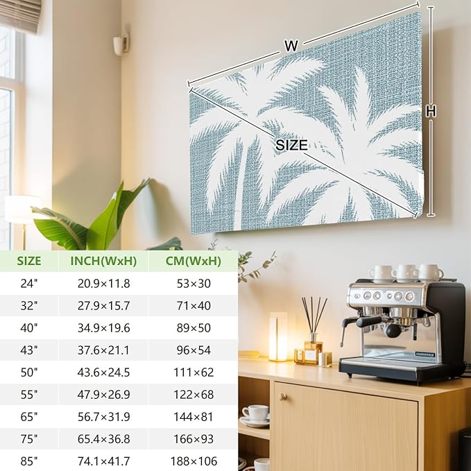 Summer Coastal Palm Tree Silhouette Indoor TV Cover, Elastic TV Screen - Image 3