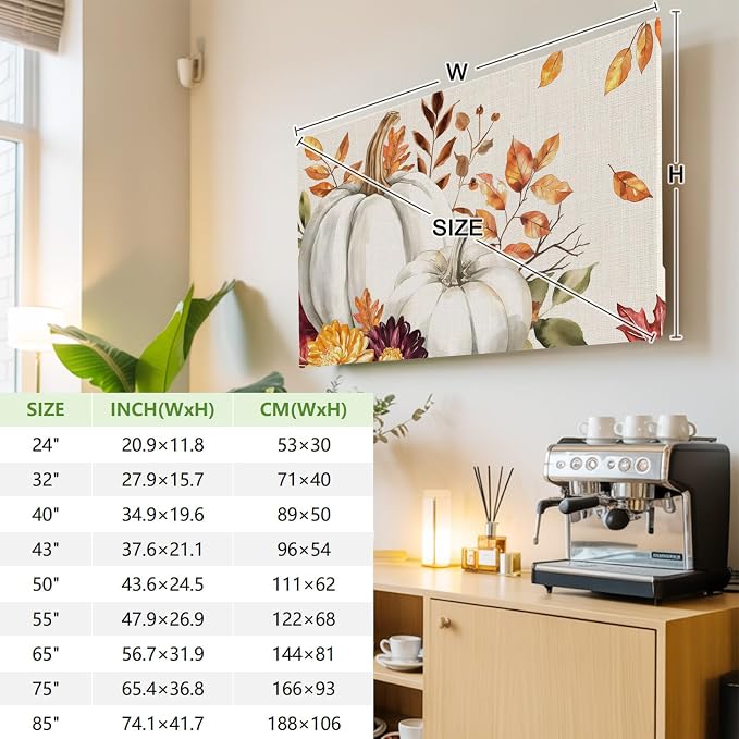 Thanksgiving Pumpkin Fall Orange Maple Leaf Watercolor Indoor TV Cover - Image 3