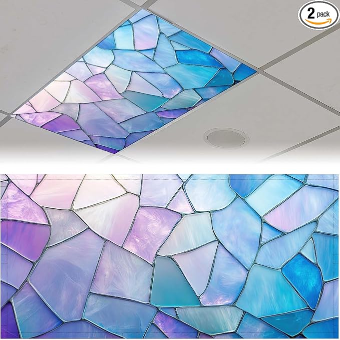 2 Pack Fluorescent Light Covers Color Irregular Pattern 4 X 2 Feet Magnetic by Unknown