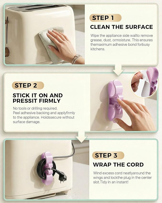 6PCS Cord Organizer for Appliances, Upgraded Kitchen Appliance Cord Organizer - Image 4