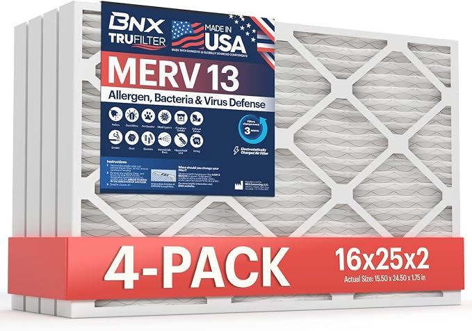 BNX TruFilter 16x25x2 Air Filter MERV 13 by BNX