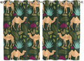 2 Panel Kitchen Cafe Curtains, Retro Desert Camel Sunlight Filtering Nature Air by Hokiten