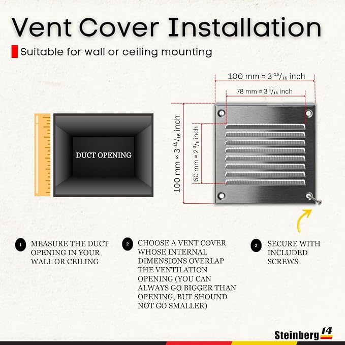 Steinberg14 Stainless Steel Vent Cover 2x2 - Image 5