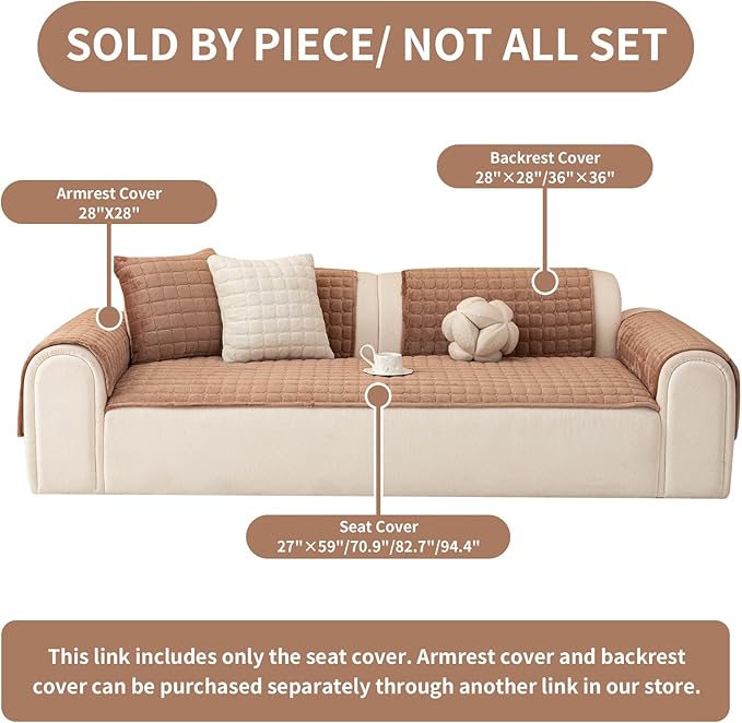 Velvet Couch Covers for Dogs, Dog Sectional Couch Covers, Pet Couchs Cover for Loveseat, Couchs Protector for Dogs, Sectional Sofa Cover for Pet Washable(1PC,Dark Brown,27.6"×59")