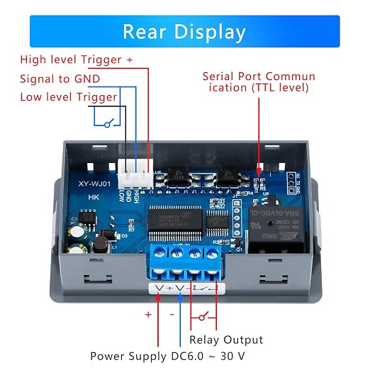 XY-WJ01 Delay Relay Timer Module DC 6-30V 12V 24V 0.01s-9999min 50mA Digital - Image 4