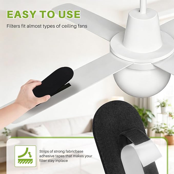Fanluter Ceiling Fan Filters for Blades 5 Pack, Activated Carbon Ceiling Fan - Image 5