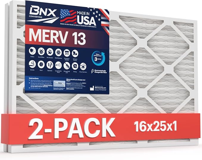 BNX TruFilter 16x25x1 MERV 13 AC Furnace Air Filter by BNX