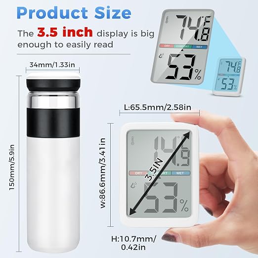 Digital Thermometer Hygrometer, Large LCD Screen Room Thermometer Temperature - Image 4