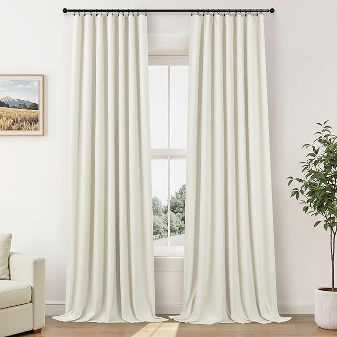 Pitalk Black Out Curtains for Living Room Boho Home Decoration Thermal Insulated Noise Reducing Soundproof Drape for Hallway Room Dividers Apartment Cabin 2 Panels 38 Inch Wide by 96 Inches Long Cream