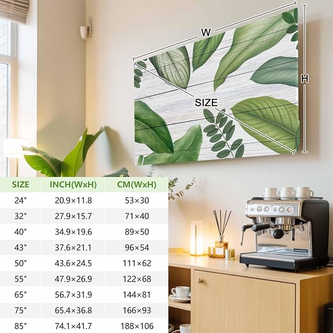 Watercolor Tropical Plant Indoor TV Cover, Elastic TV Screen Protector Green - Image 3