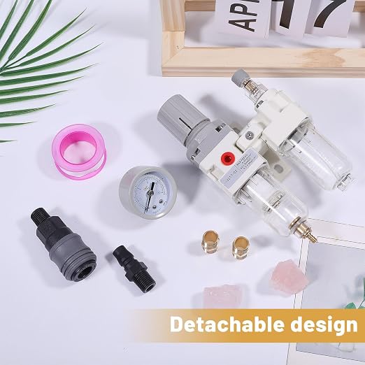 1/4inch NPT Water Oil Separator Compressed Air Filter Regulator Combo Semi-Auto - Image 3