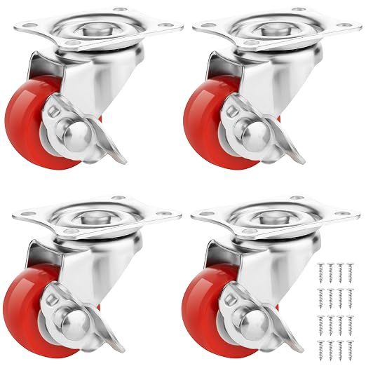 1 Inch Caster Wheels Heavy Duty Casters Set of 4 Lockable Cart Wheels by Castrek