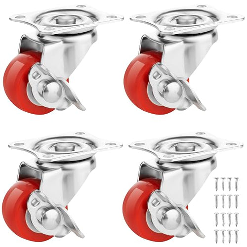 1 Inch Caster Wheels Heavy Duty Casters Set of 4 Lockable Cart Wheels by Castrek