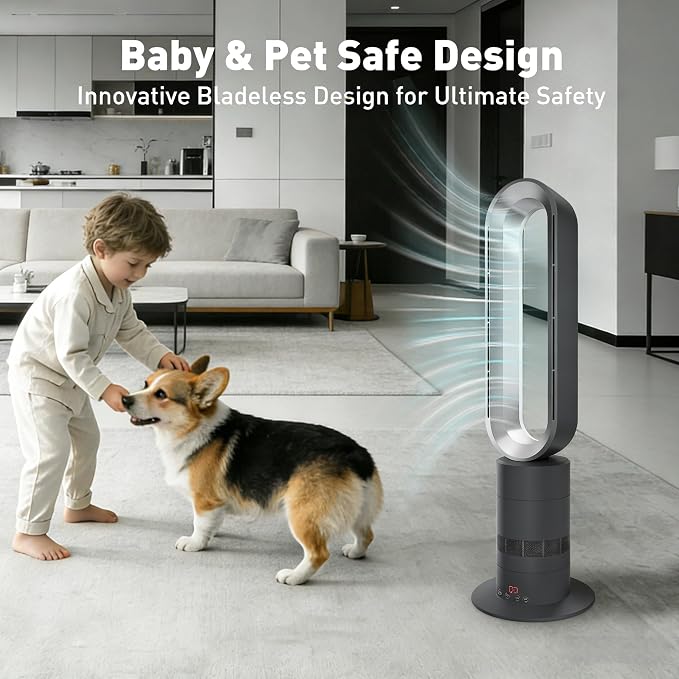 Xcity TP18Pro Bladeless Tower Fan, 2-in-1 Heater & Cooling Fan, 10 Cooling + 3 - Image 5
